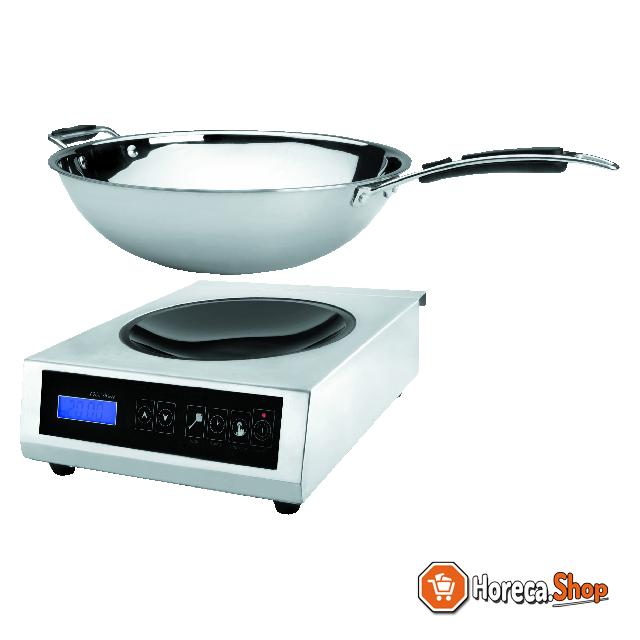 Induktions-wok-brenner wok 36 cm edelstahl