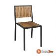Stalen en acaciahouten stoelen (4 stuks)