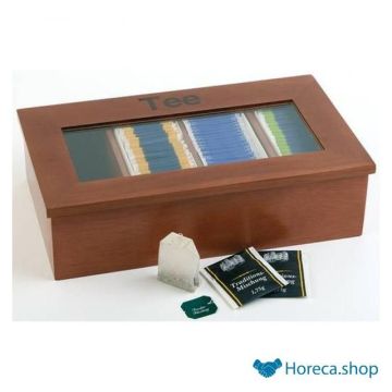 Tea box with inscription, light wood color