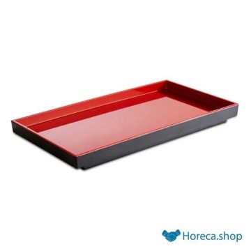 Tray “asia plus”, 1 / 3gn x h3 cm, black / red