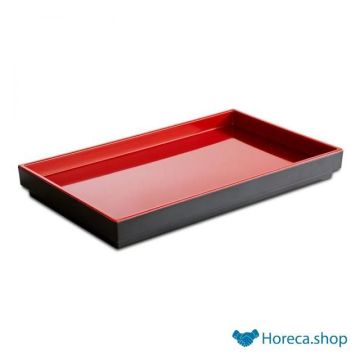 Tray “asia plus”, 1 / 4gn x h3 cm, black / red
