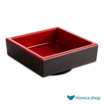 Bento box bowl “asia plus”, 7.5 × 7.5xh3 cm, black / red
