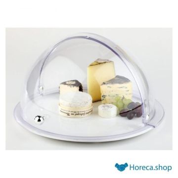 Roll-top lid Ø38 cm, transparent with chromed handle