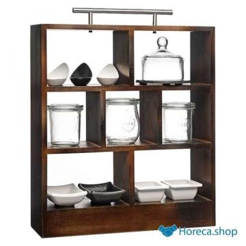 Wooden “high tea” rack, 34x10x38 cm, dark wood with stainless steel handle