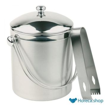 Ice bucket stainless steel with tongs, Ø12 x 14 cm