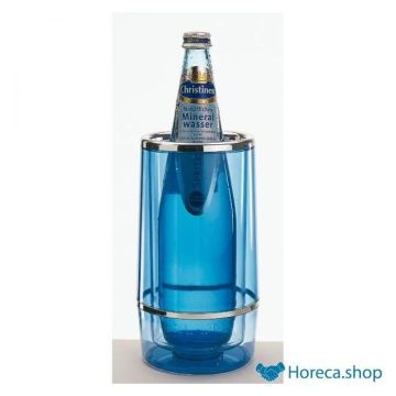 Refroidisseur de bouteille, double paroi, Ø12 x h23 cm, bleu-transparent