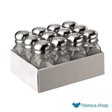Salt spreader, set of 12, lid with 13 holes