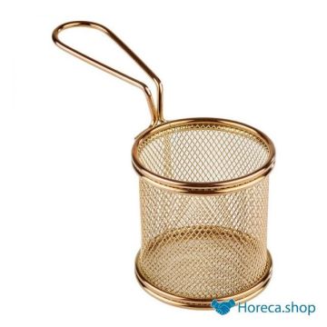 Stainless steel chip basket “snack holder”, Ø8 x h7.5 cm, gold color