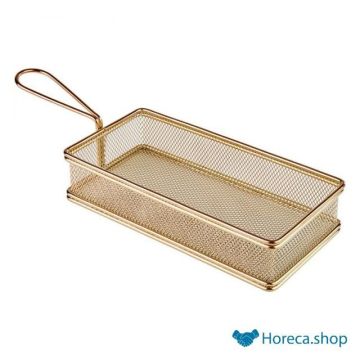 Stainless steel french fries basket “snack holder”, 21.5 × 10.5xh4.5 cm, gold color