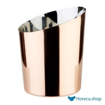 Stainless steel serving bucket “snack holder”, Ø9.5 x h8.5 / 11.5 cm, copper color