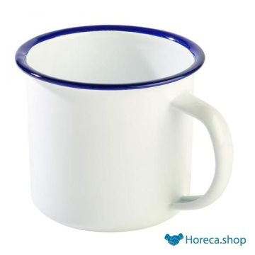 Cup “enamelware”, Ø9 x h8 cm, white / blue