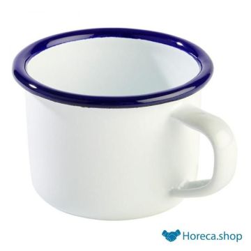 Cup “enamelware”, Ø7 x h5 cm, white / blue