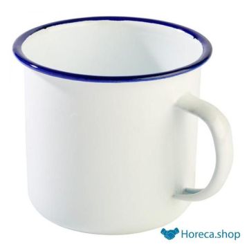 Cup “enamelware”, Ø10 x h9 cm, white / blue