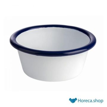 Bowl “enamelware”, Ø8 x h3.5 cm, white / blue