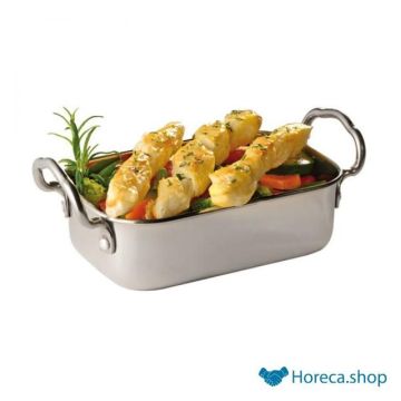 Stainless steel mini roasting pan “snack holder”, 14.5 × 9.5xh4.5 / 6.5 cm