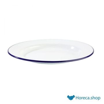 Plate “enamelware”, Ø24 x h2 cm, white / blue