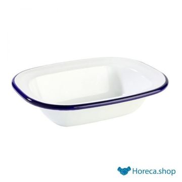 Bowl “enamelware”, 16x12xh3.5 cm, white / blue