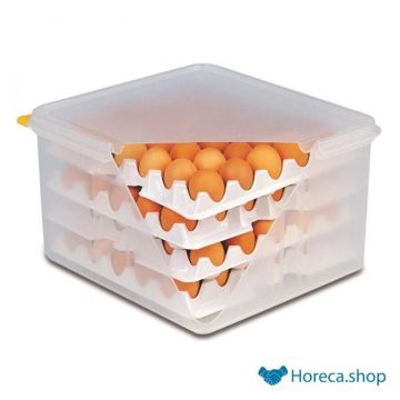 Egg box with airtight lid, suitable for 4 trays with 30 eggs