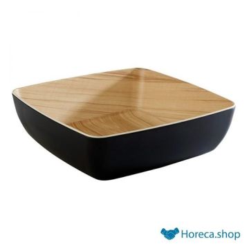 Bowl “frida”, 25x25xh7.5 cm, black and wood look