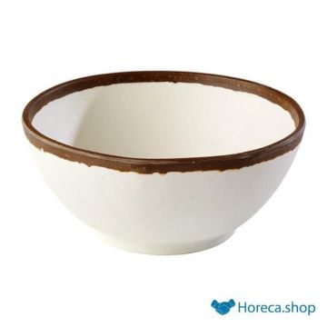 Bowl “crocker”, Ø16xh7 cm, white with brown edge