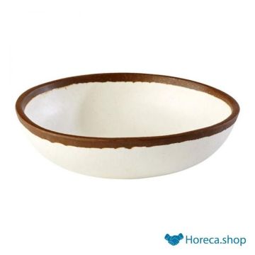 Dish “crocker”, Ø16.5xh4 cm, white with brown edge