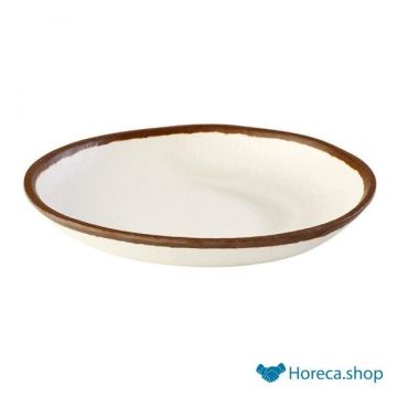 Plate “crocker”, Ø20.5xh3 cm, white with brown edge