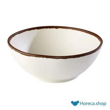 Bowl “crocker”, Ø21xh8 cm, white with brown edge