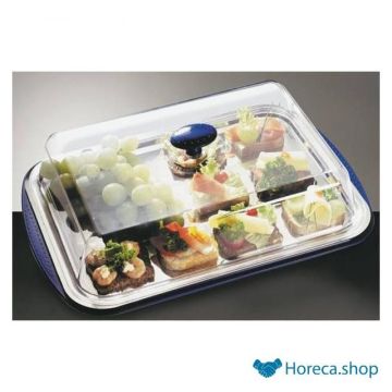 Stainless steel serving tray, 39 × 28 cm