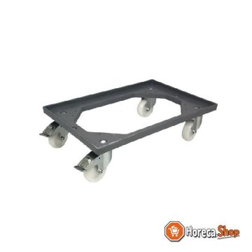 Transport chassis with 4 pp swivel wheels galvanized fork - with 2 brakes