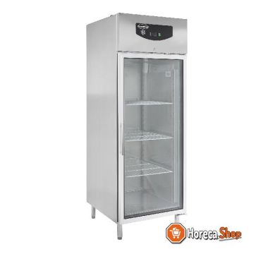 Réfrigérateur en acier inox 1 porte en verre