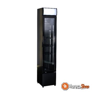 Glass door refrigerator narrow black