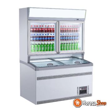 Wall mounted cold freezer unit white 2 glass doors