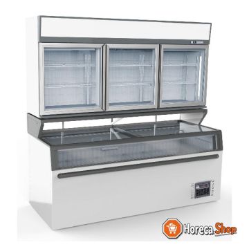 Wall mounted freezer unit white 3 glass doors