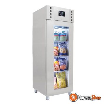 Réfrigérateur en acier inox porte en verre mono block 700 ltr
