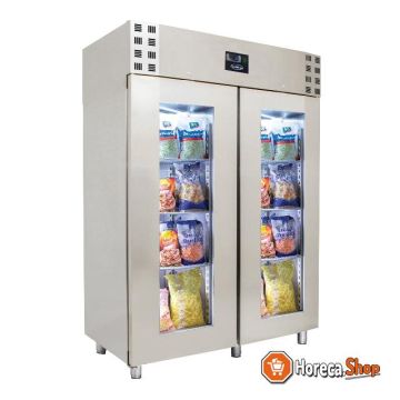 Réfrigérateur en acier inox porte en verre mono block 1400 ltr