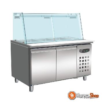 700 refrigerated counter with glass cover 2 doors 3x 1 1 3x 1 6gn container