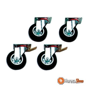 Set van 4 wielen (2 met rem)