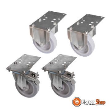 Set of 4 wheels (2 with brakes)