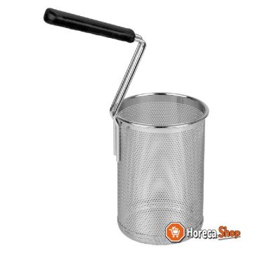Round basket for pasta cooker with side handle