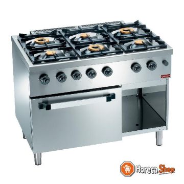 Gas stove 6 burners, gas oven gn 2 1 and cupboard