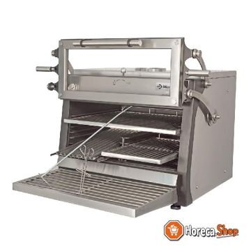 Charcoal oven bbq, gn 1 1 gn2   4 (75 kg   h) - liftable door   stainless steel