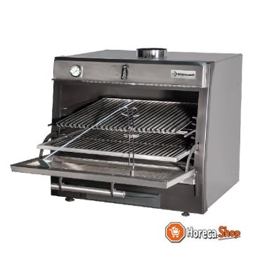 Houtskooloven-bbq, gn 1 1 + gn2 4 (75 kg h) roestvrij staal