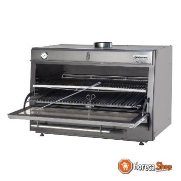 Houtskooloven-bbq, gn 2 1 + gn1 1 (150 kg h) roestvrij staal