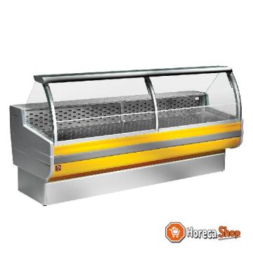 Cooled display bench curved window