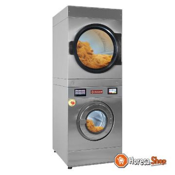 Wasmachine met super centrifugering 14 kg (elektrisch) + roterende droogmachine 14 kg (gas) touch screen