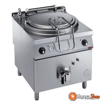 Electric cooking kettle 150 liters, indirect heating, on furniture