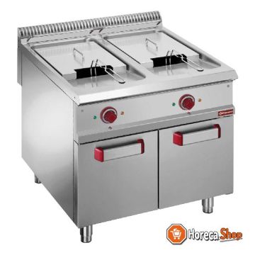 Electric fryer with 2 tubs 21 lit. on closed cupboard