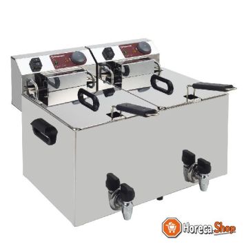 Electric fryer table model 2x 10 liter tap