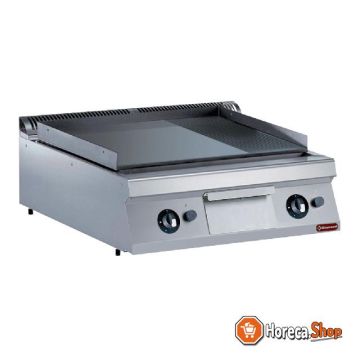 Gas baking tray, 2 3 flat and 1 3 ribbed, hard chrome -top-