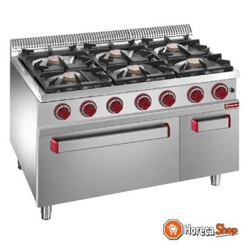 - 6 burners (6x 7 kw). - electric convection oven (2.6 kw) gn 1 1 535x325xh320 mm. neutral cabinet gn 1 1 325x535xh320 mm.